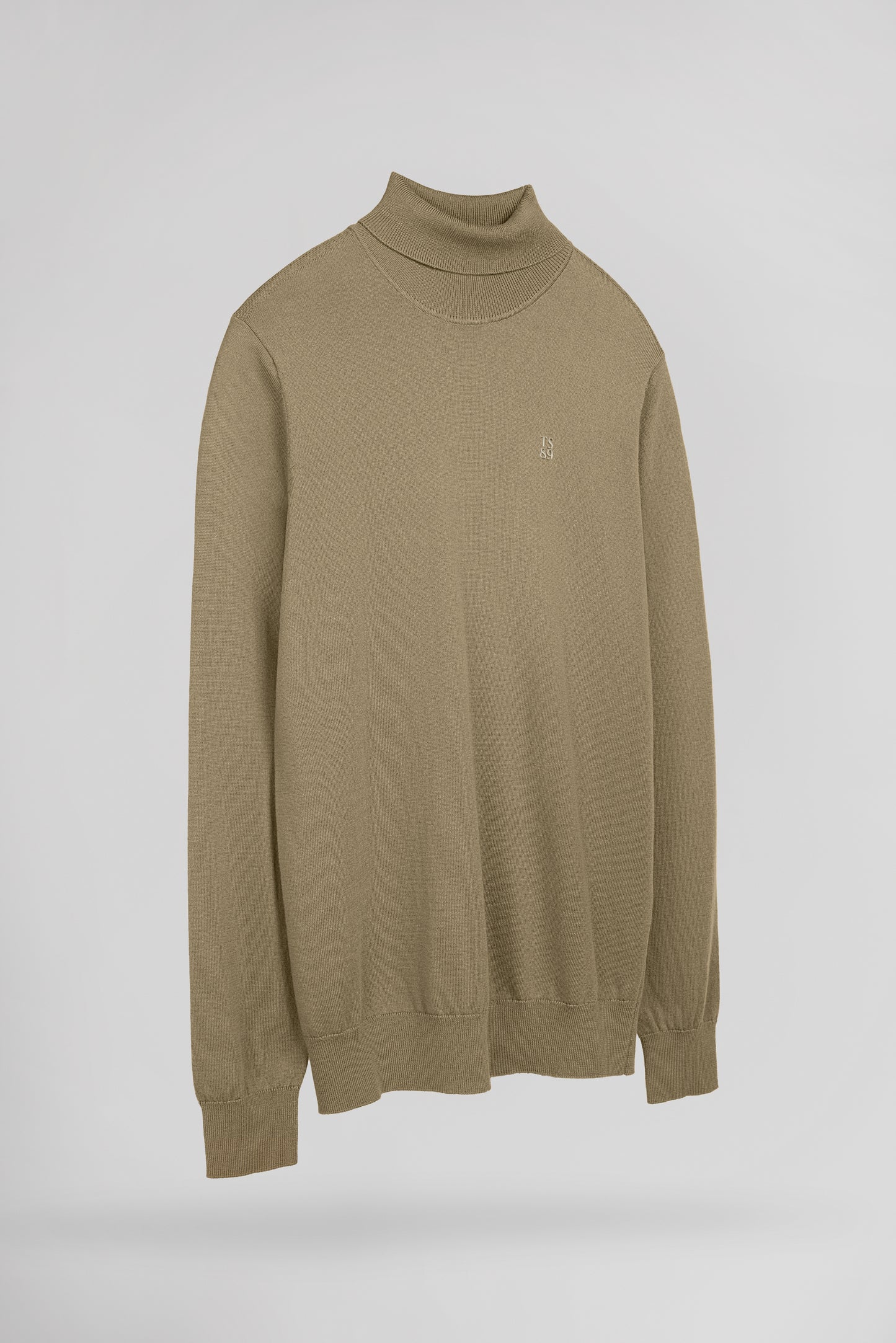 Pull ajusté col roulé P-MARCELLUS WOLF BEIGE
