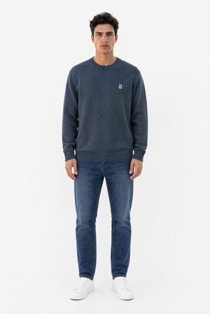 Pull droit col rond P-JIMMY GRIS METEORE - Teddy Smith