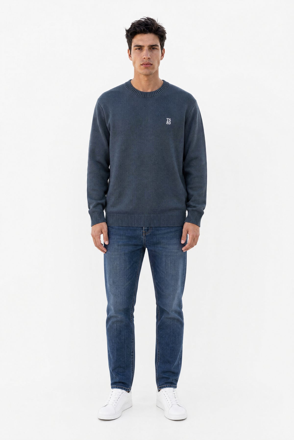 Pull droit col rond P-JIMMY GRIS METEORE - Teddy Smith