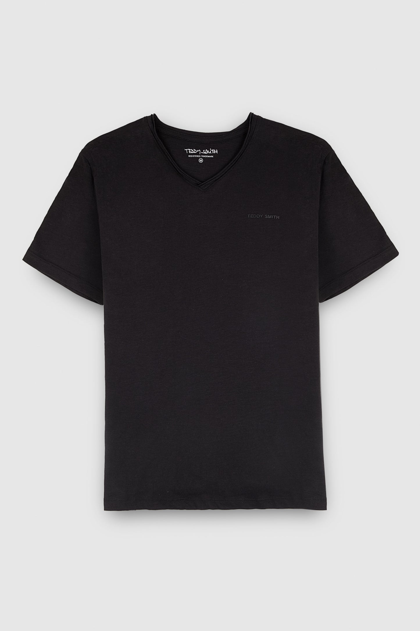 T-shirt col V coupé bord franc T-GILDAS CHARBON