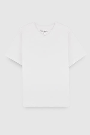T-shirt col V coupé bord franc T-GILDAS BLANC