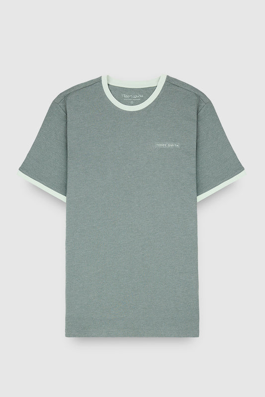 Achat T-shirt col rond manches courtes THE TEE 2 R VINTAGE KAKI CHINE - Teddy Smith