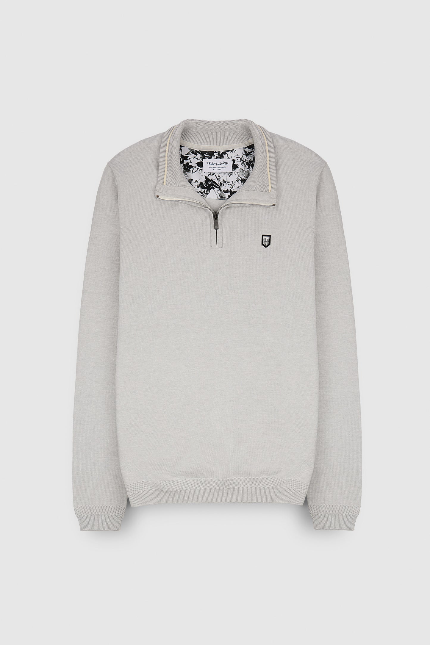 Pull col zippé P-MARTY 2 WHITE MELANGE