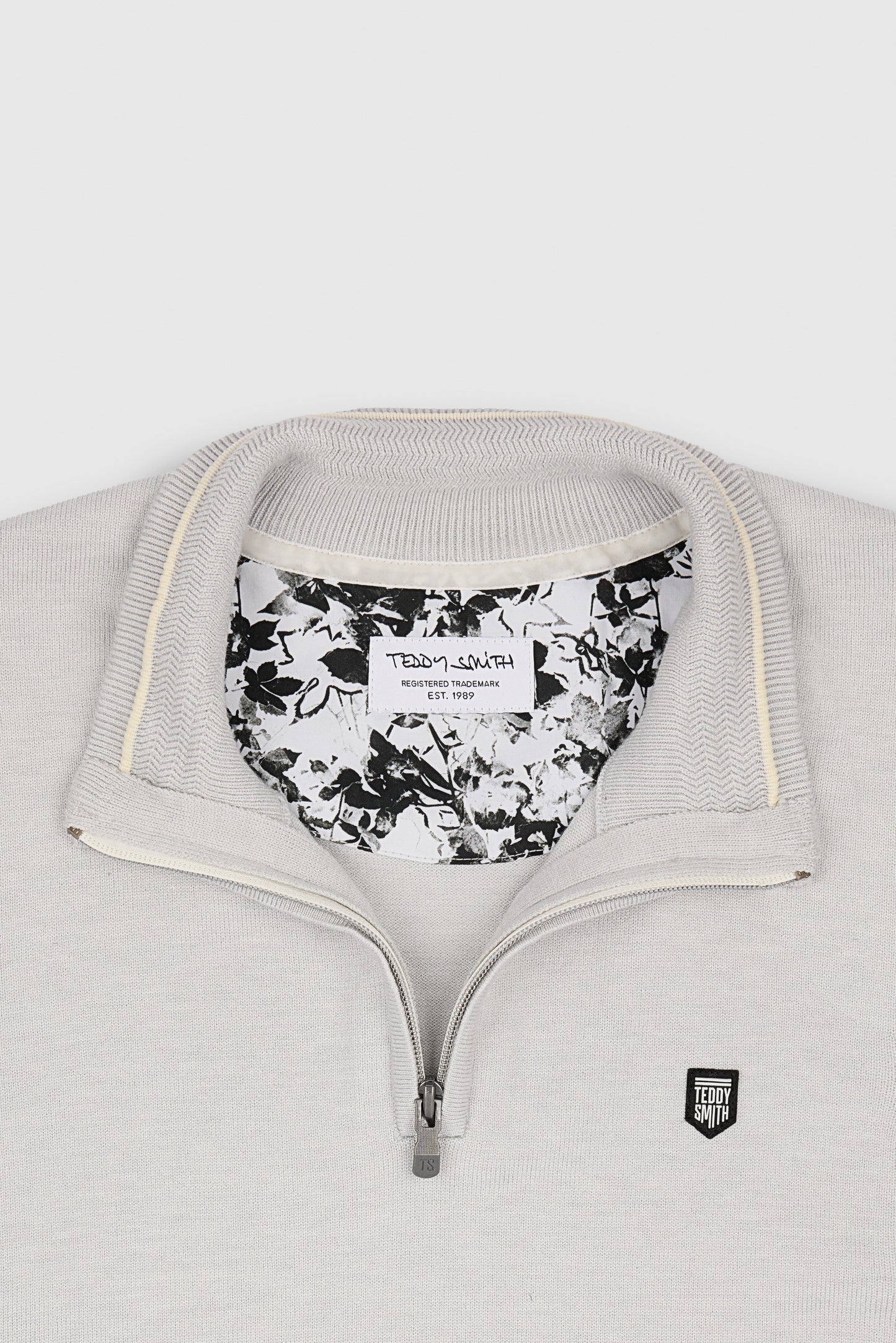 Pull col zippé P-MARTY 2 WHITE MELANGE
