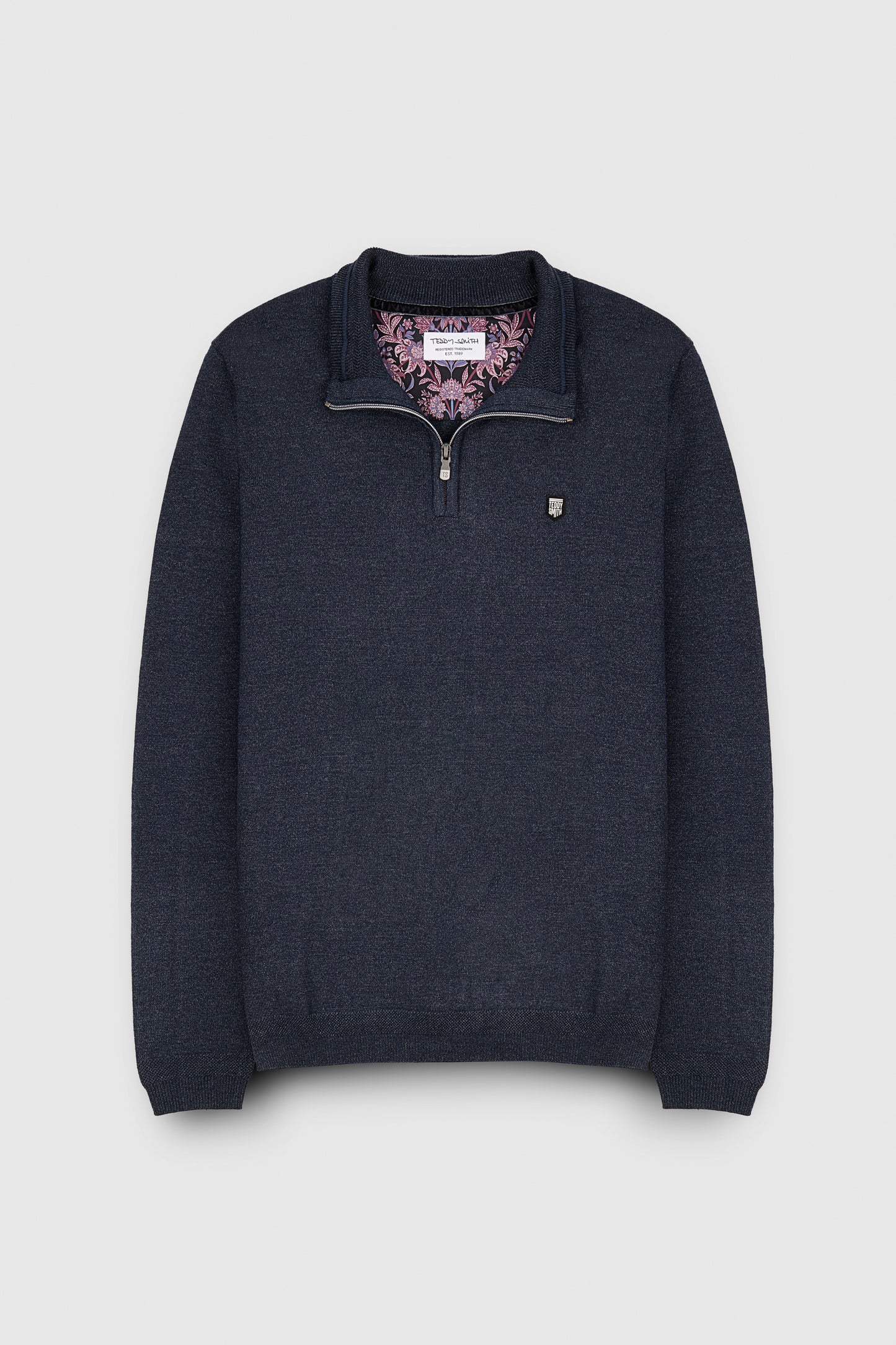 Pull col zippé P-MARTY 2 TOTAL NAVY CHINE