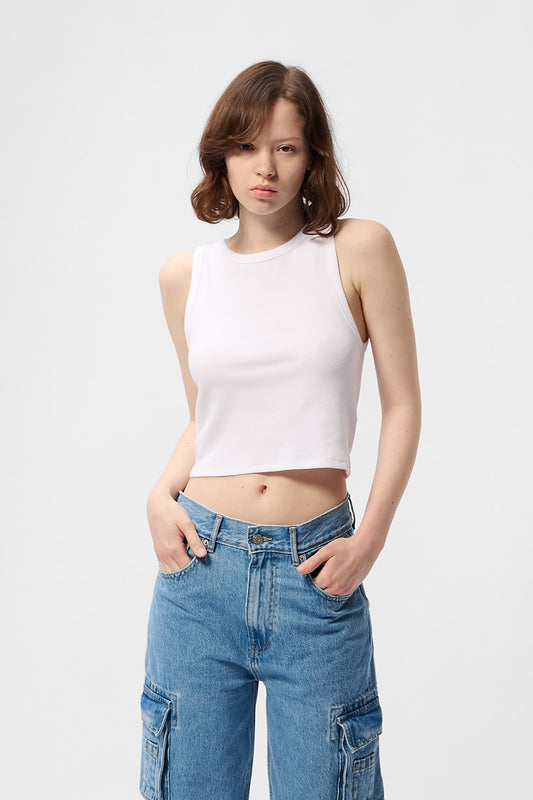 Achat Top sans manches DEB US RIB BLANC