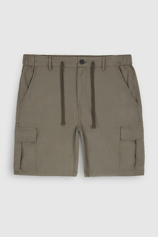 Achat Short S-LINEN CARGO S TURBULENCE KAKI - Teddy Smith
