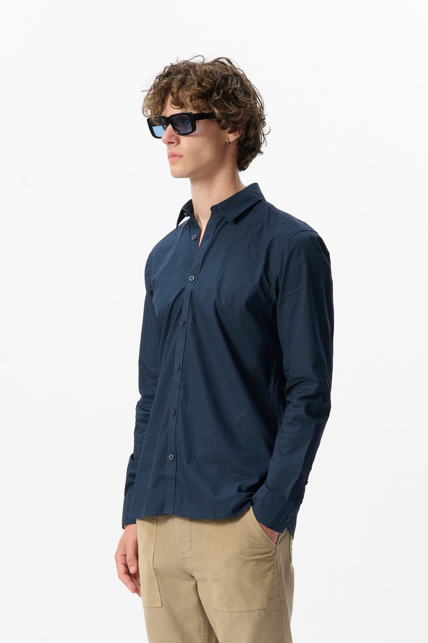 Chemise CARTON ML TOTAL NAVY MICRO DOTS