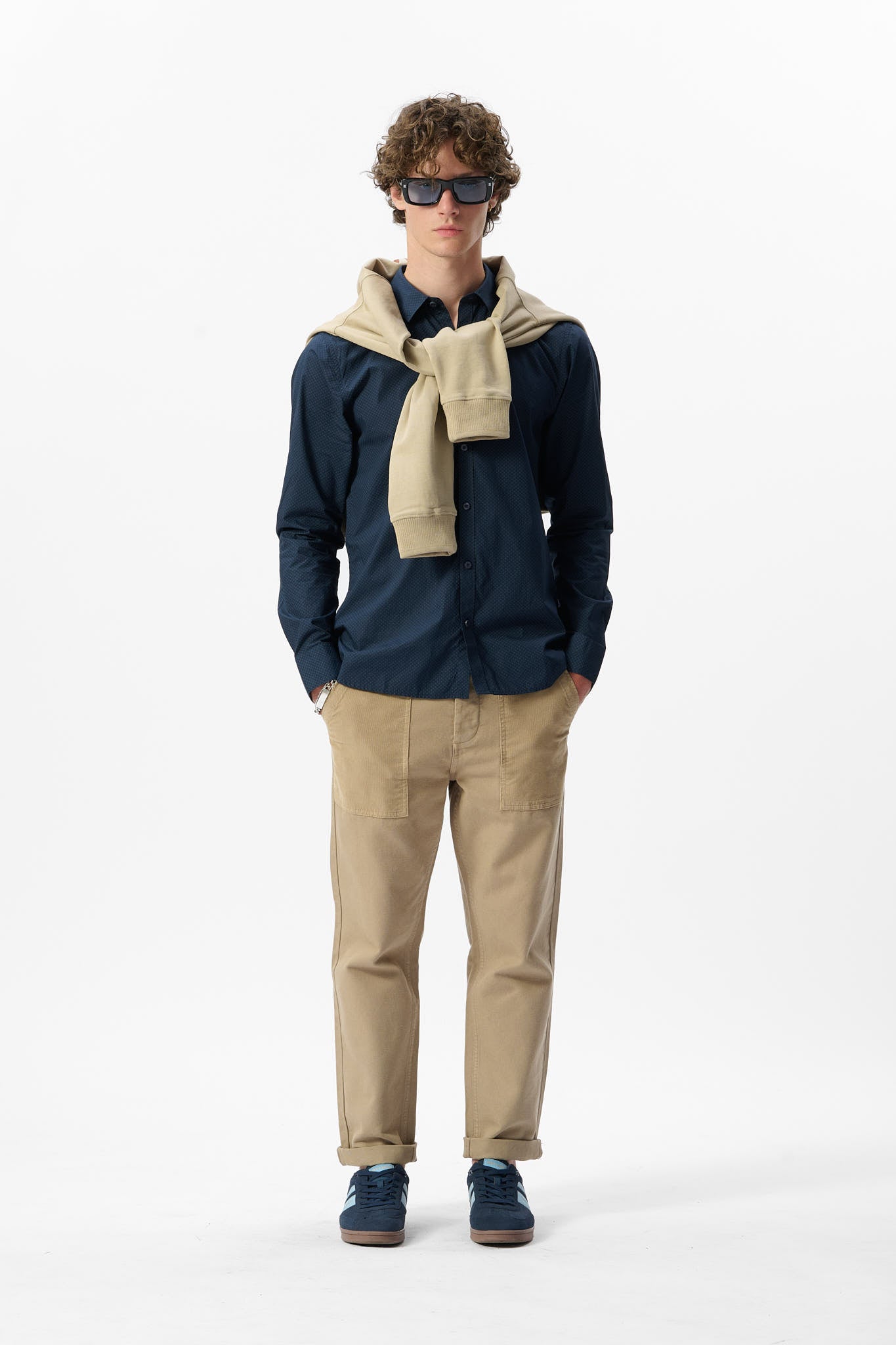 Chemise CARTON ML TOTAL NAVY MICRO DOTS