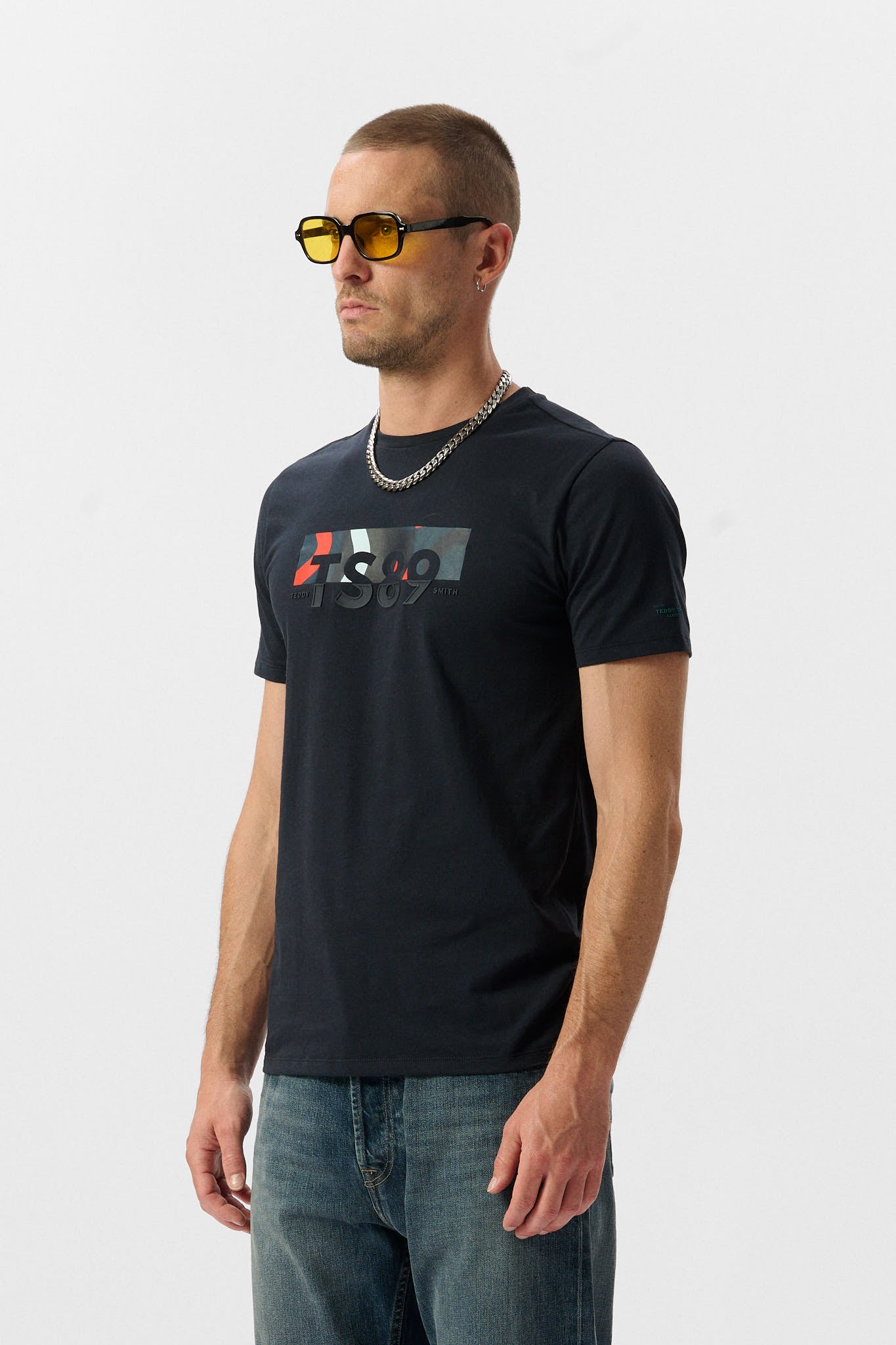 T-shirt col rond T-EZIO 2 MC DARK NAVY/MOTIF 1
