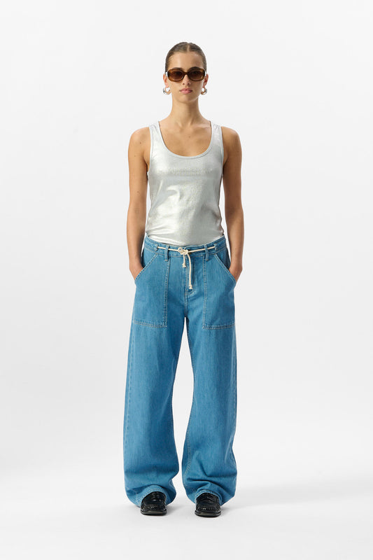 Achat Jean PHOEBE WIDE FRIPP / INDIGO CLAIR