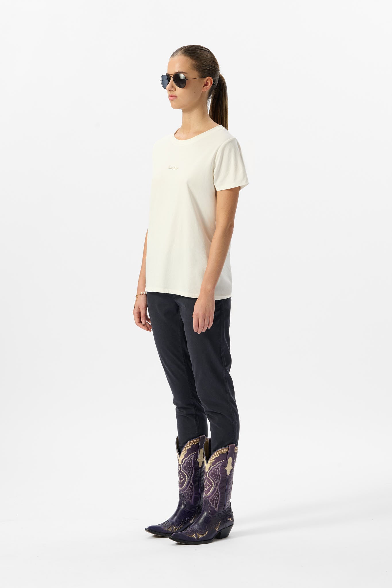 T-shirt col rond T-RIBELLE MC MIDDLE WHITE