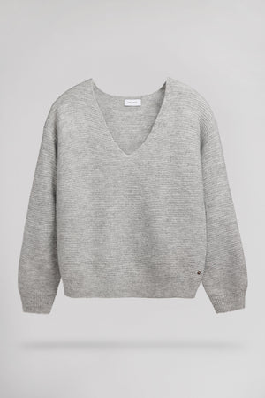 Pull col V P-RACHEL GRIS CHINE