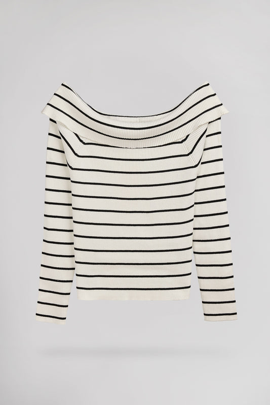 Achat Pull P-RYSIA MIDDLE WHITE/NOIR