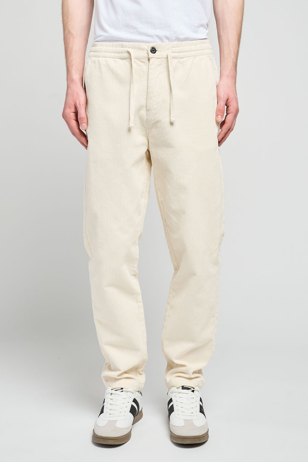 Pantalon velours côtelé PYWAN 2 VELOURS MIDDLE WHITE