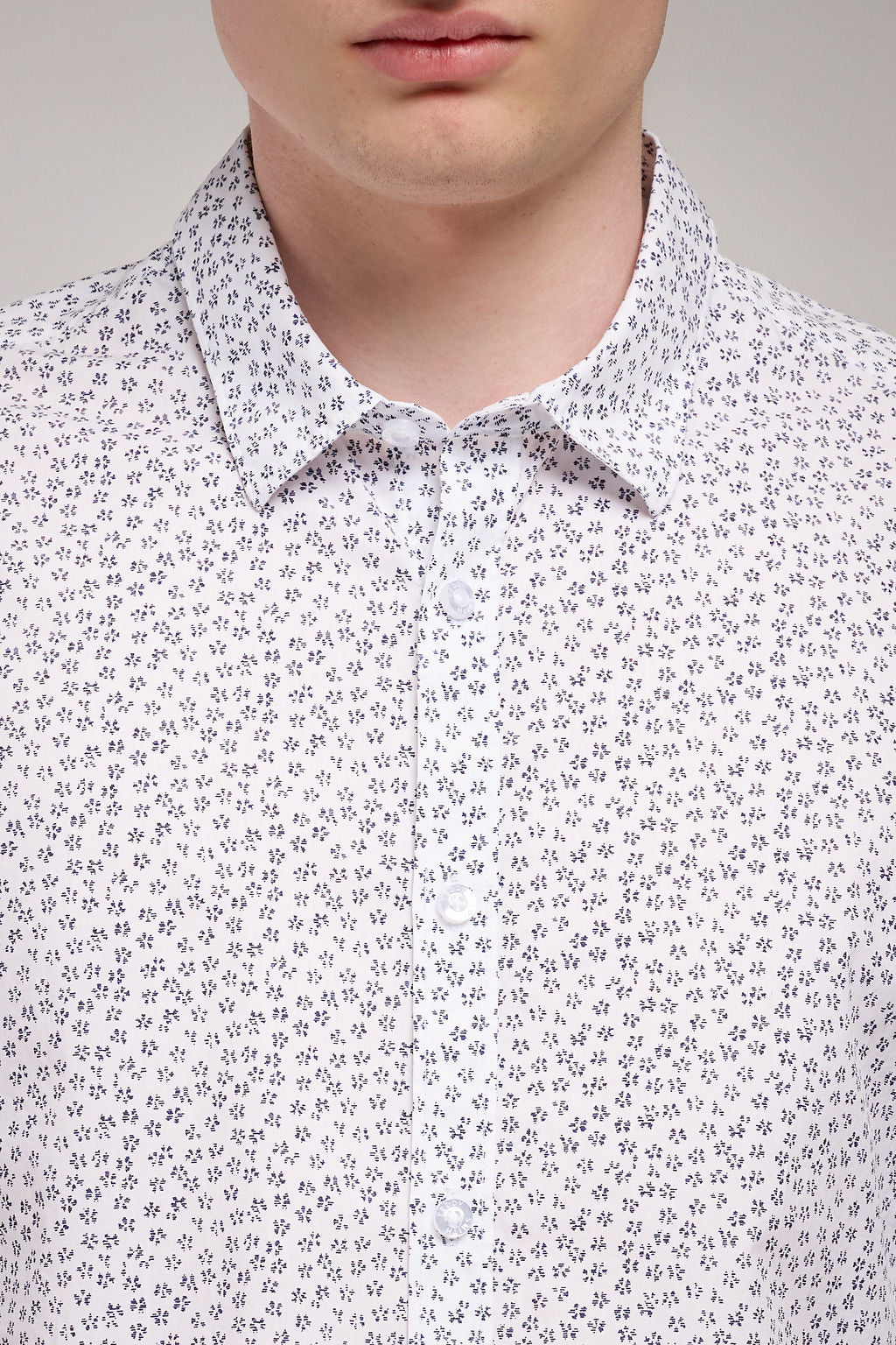 Chemise col français CARTON ML BLANC MICRO PRINT BLEU
