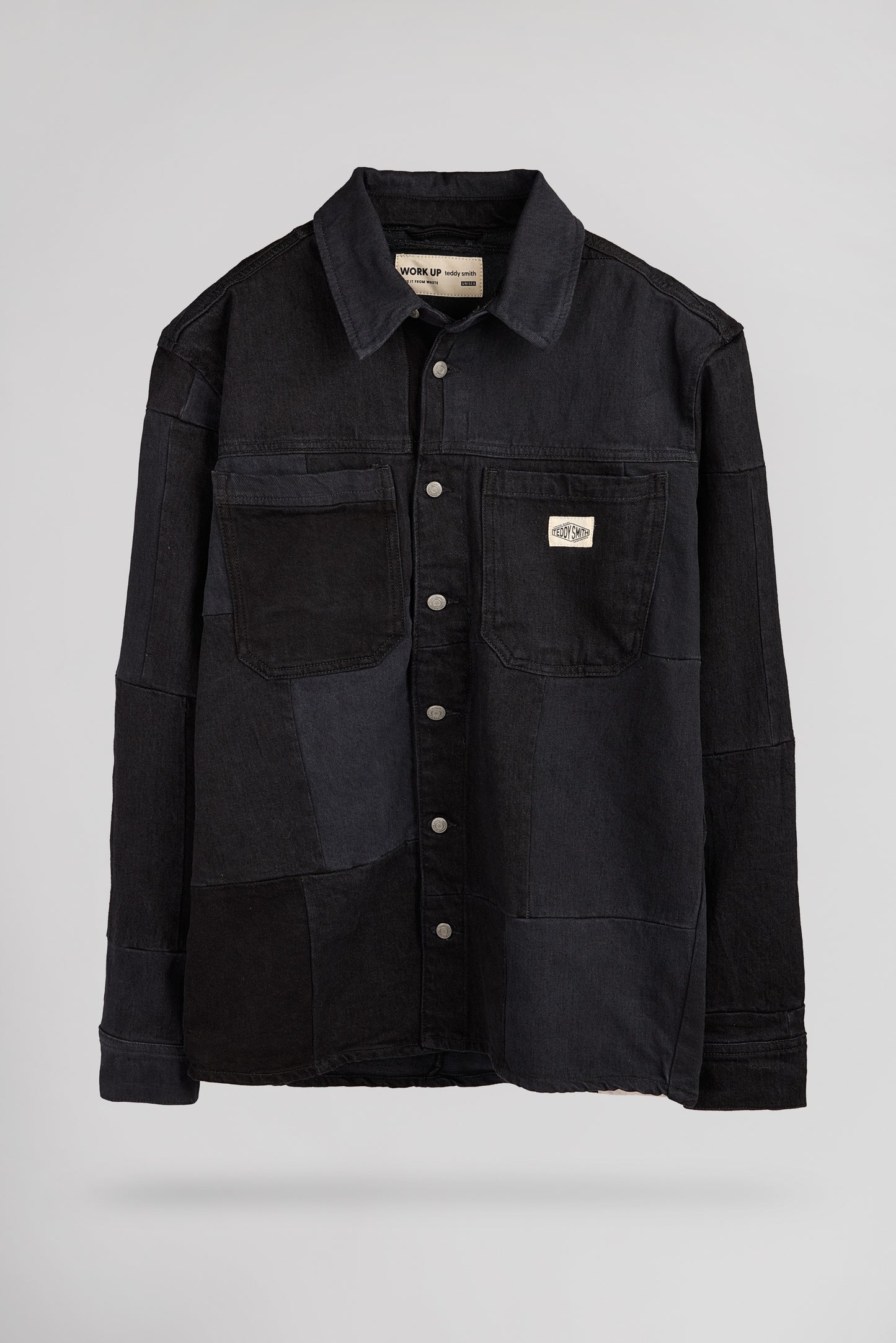 Chemise oversize denim C-CHICAGO ML PA MELANGE NOIR/GRIS