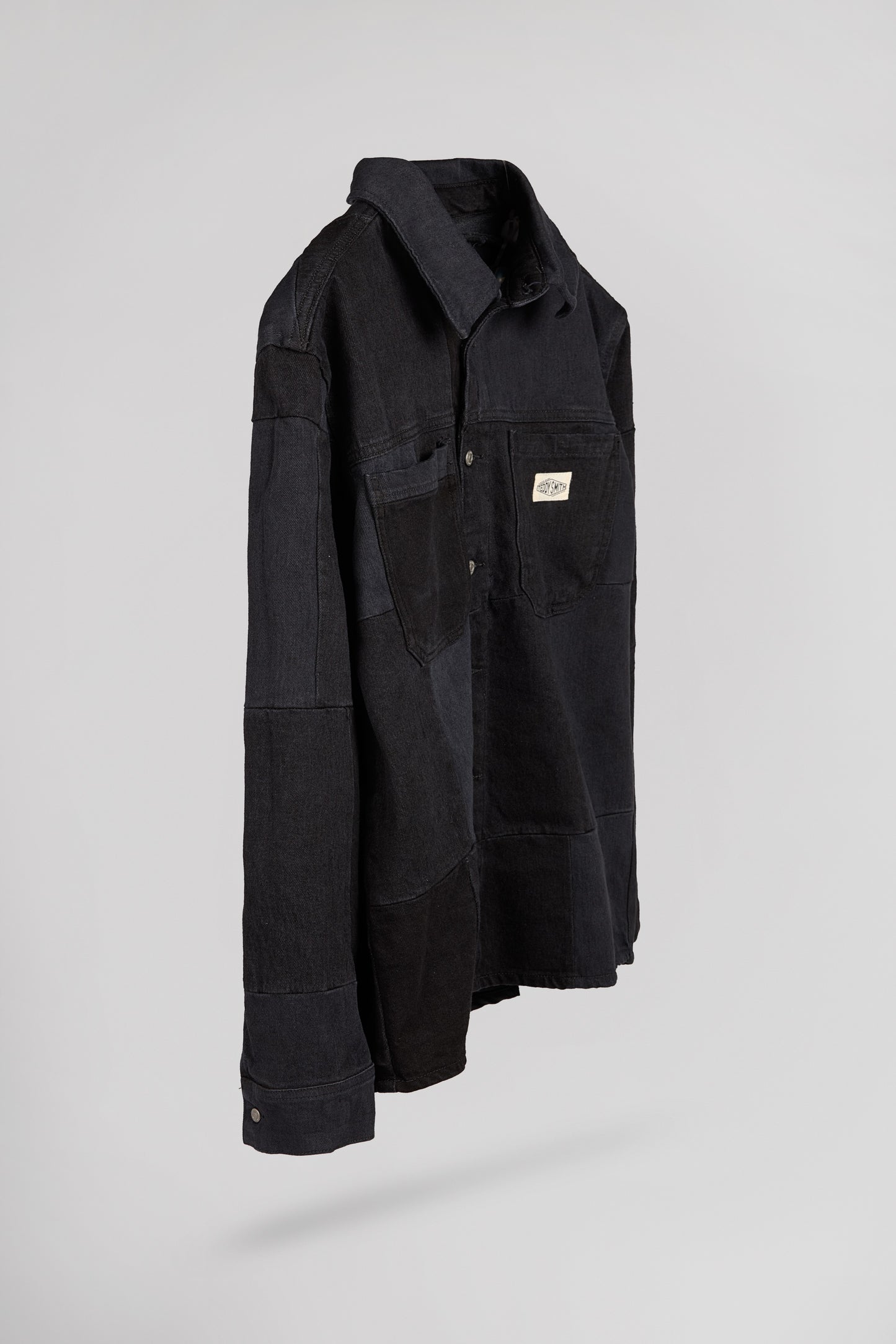 Chemise oversize denim C-CHICAGO ML PA MELANGE NOIR/GRIS