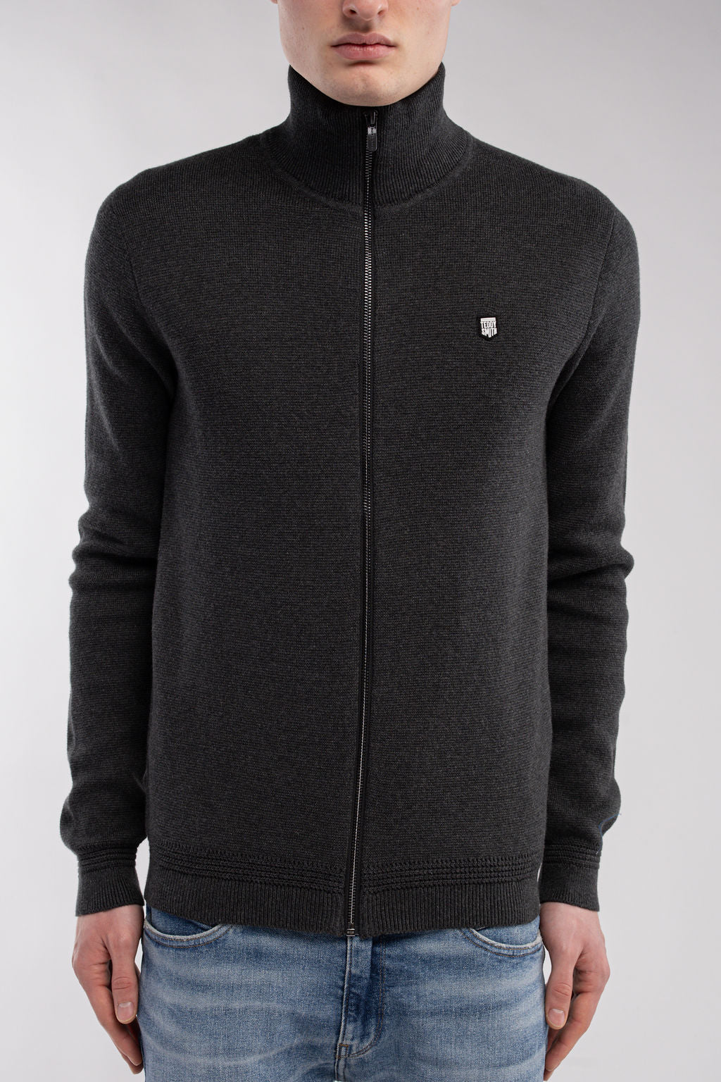 Gilet zippé en maille G-ETTORE MELANGE BLACK