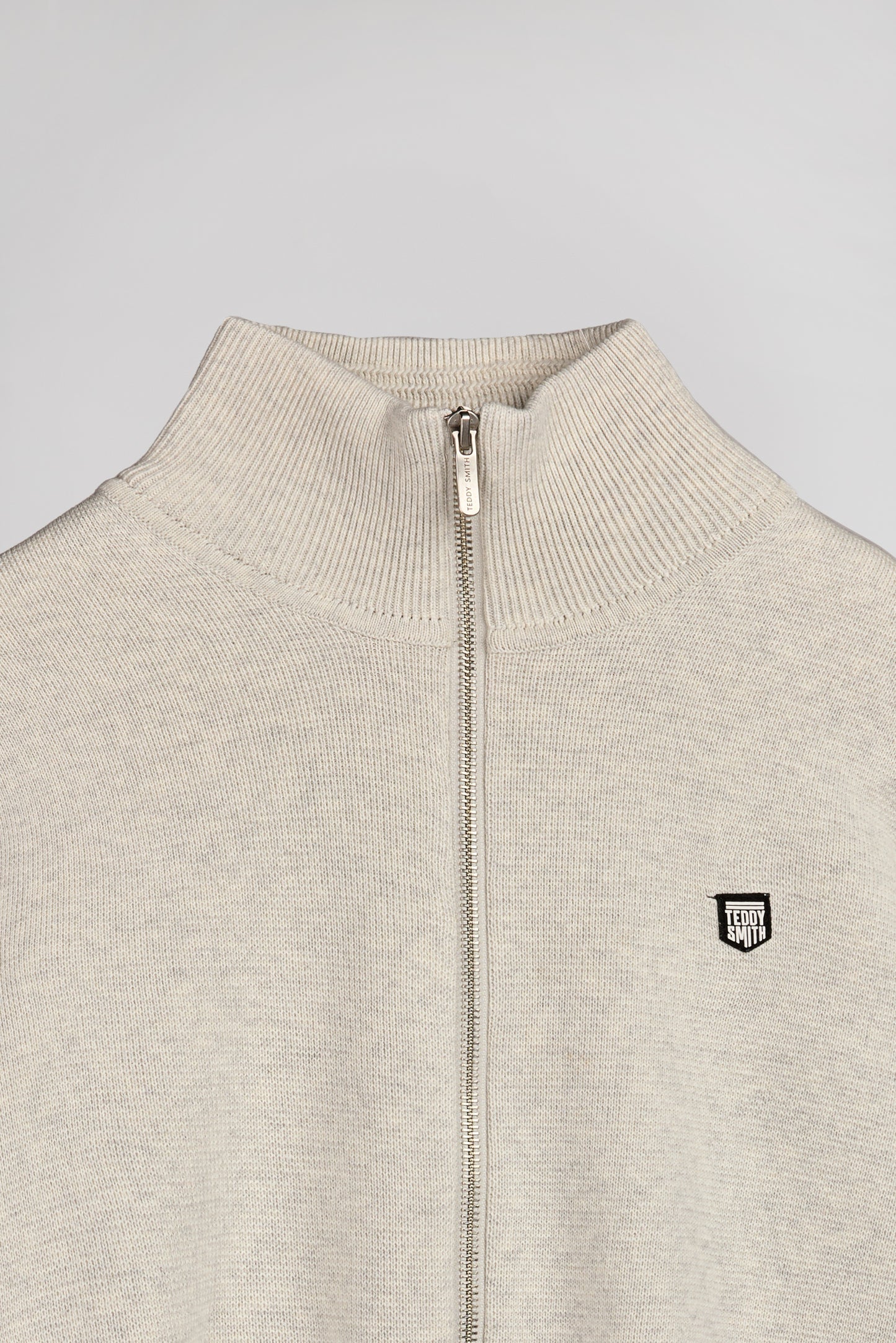 Gilet zippé en maille col montant G-ETTORE WHITE MELANGE