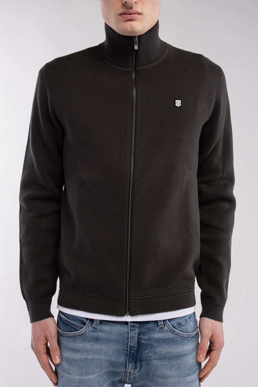 Gilet zippé en maille G-ETTORE KAKI FONCE