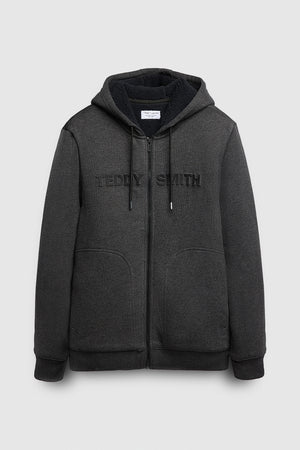 Gilet sweat sherpa zippé à capuche GICLASS NAIL HZ MELANGE BLACK