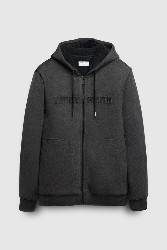 Achat Gilet sherpa zippé à capuche GICLASS NAIL HZ MELANGE BLACK