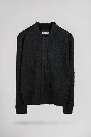 Gilet zippé col bomber G-MALONE MELANGE BLACK