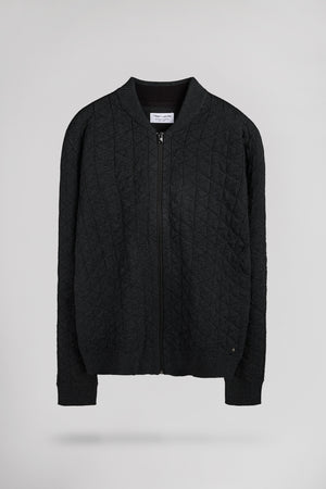 Gilet sweat zippé col bomber G-MALONE MELANGE BLACK