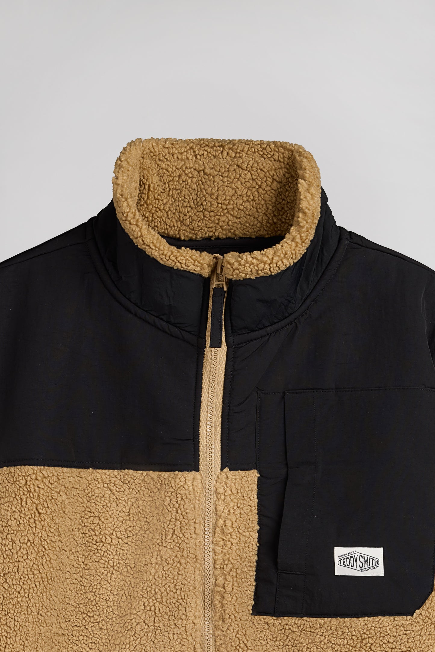 Gilet zippé en sherpa col montant G-RUAN ZIP WORKER BEIGE