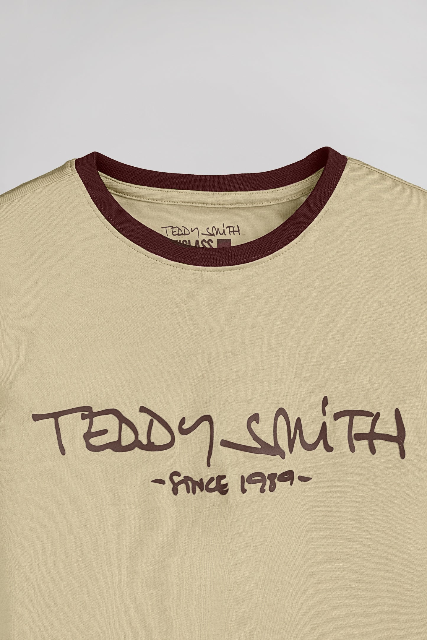 T-shirt en coton col rond TICLASS MC BEIGE