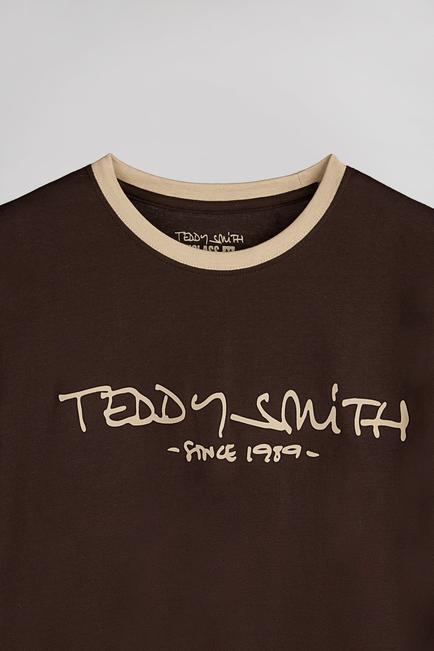 T-shirt en coton col rond TICLASS MC MARRON FONCE