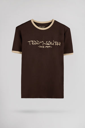 T-shirt en coton col rond TICLASS MC MARRON FONCE