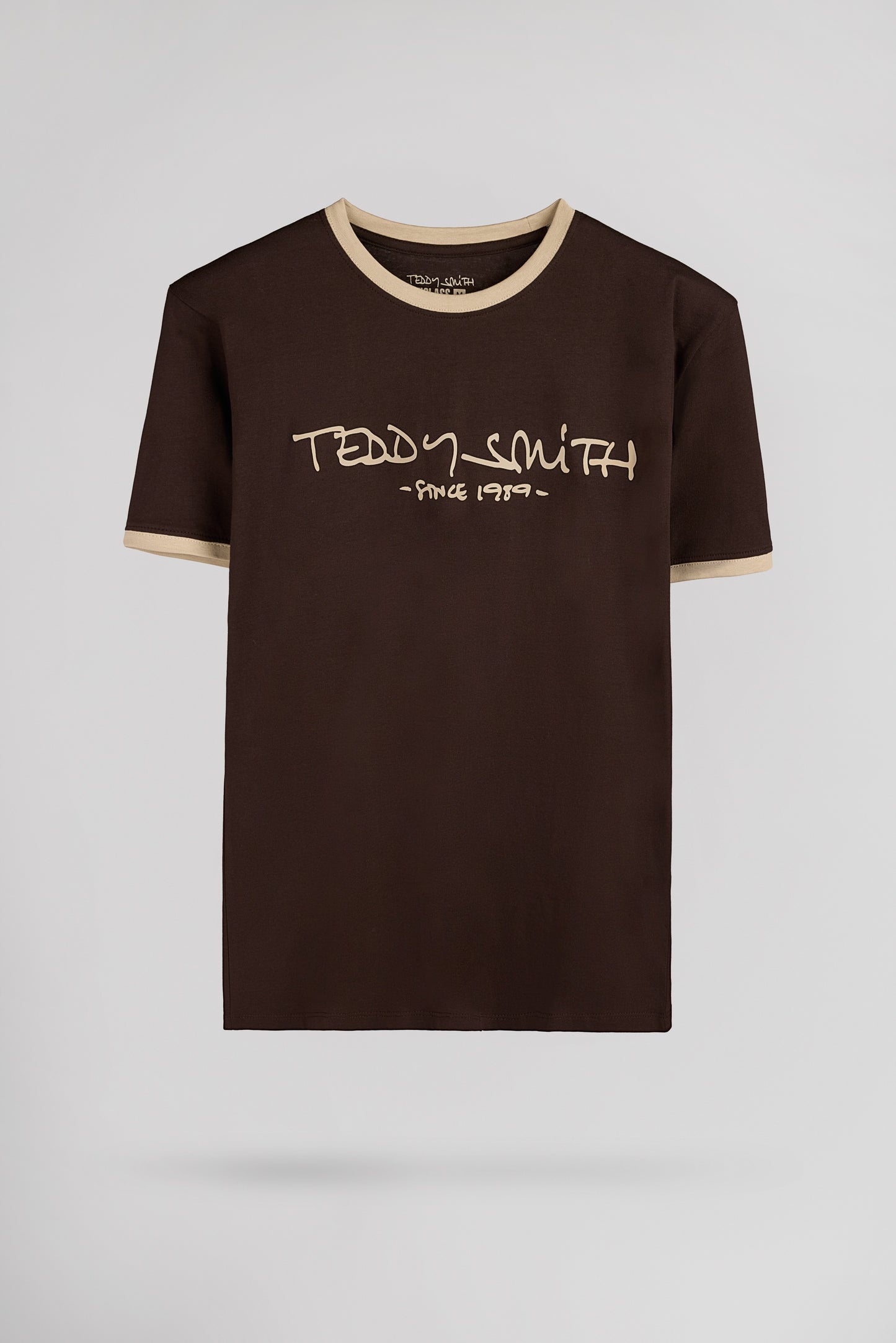 T-shirt en coton col rond TICLASS MC MARRON FONCE