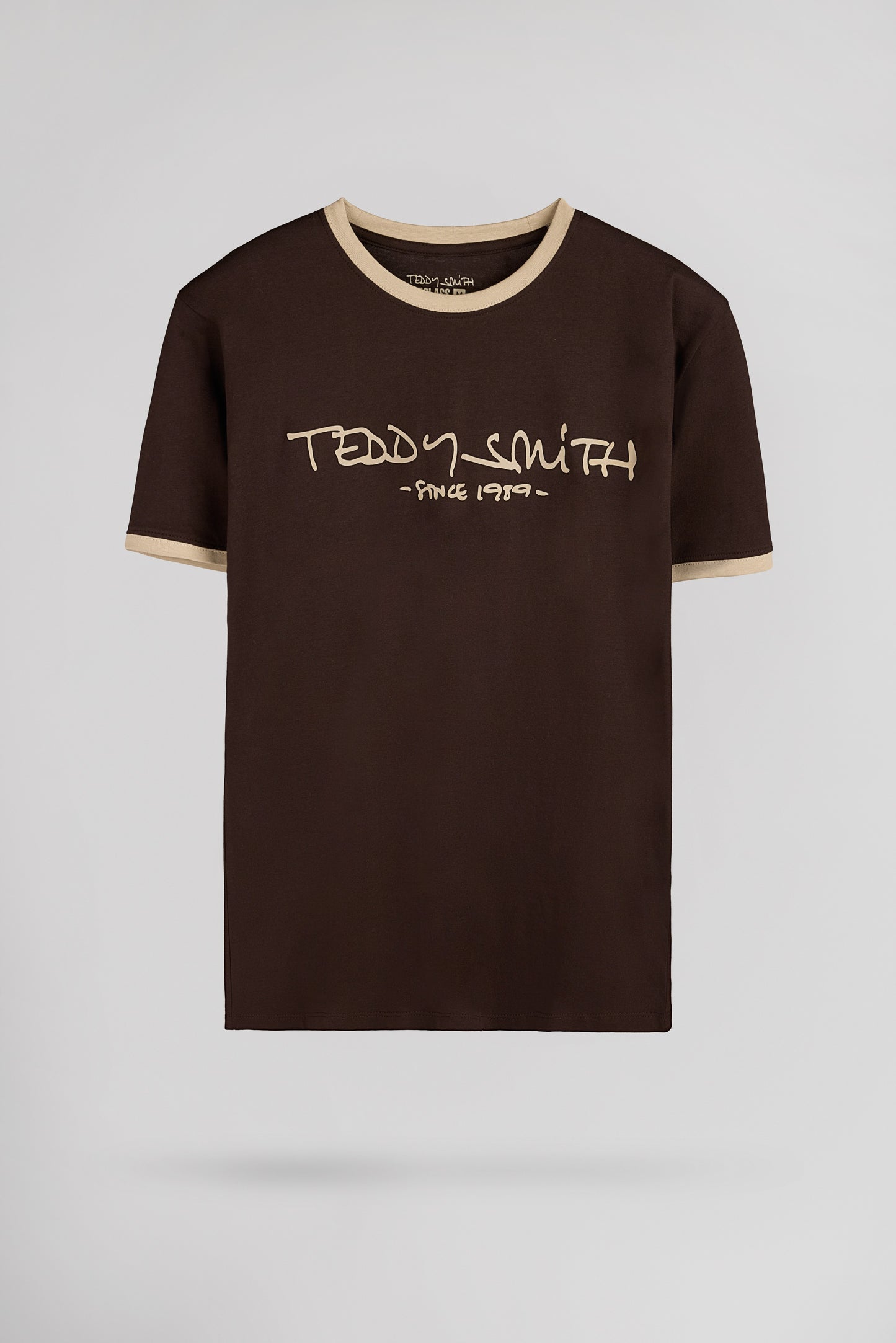 T-shirt en coton col rond TICLASS MC MARRON FONCE