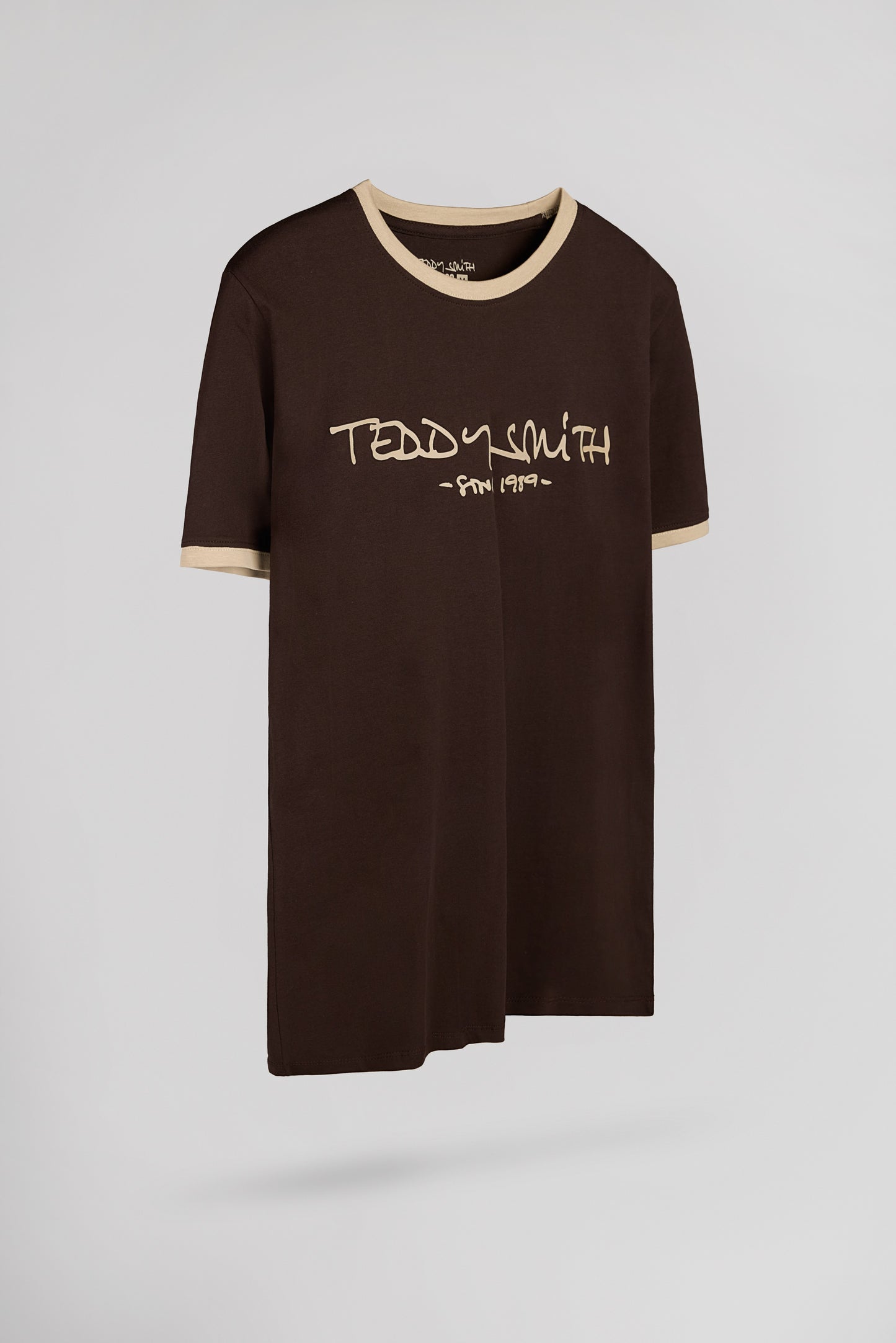 T-shirt en coton col rond TICLASS MC MARRON FONCE