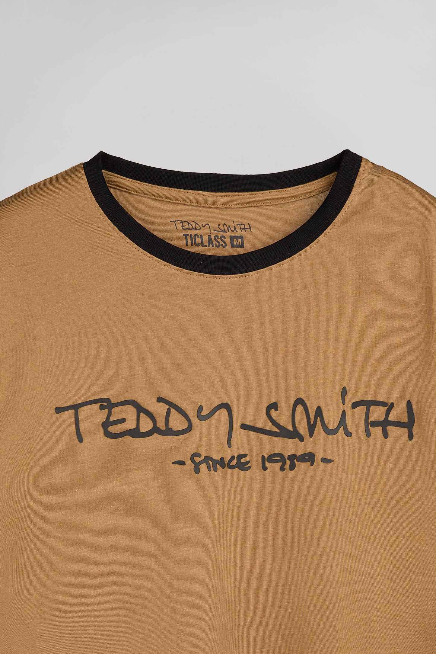 T-shirt en coton col rond TICLASS MC NOISETTE