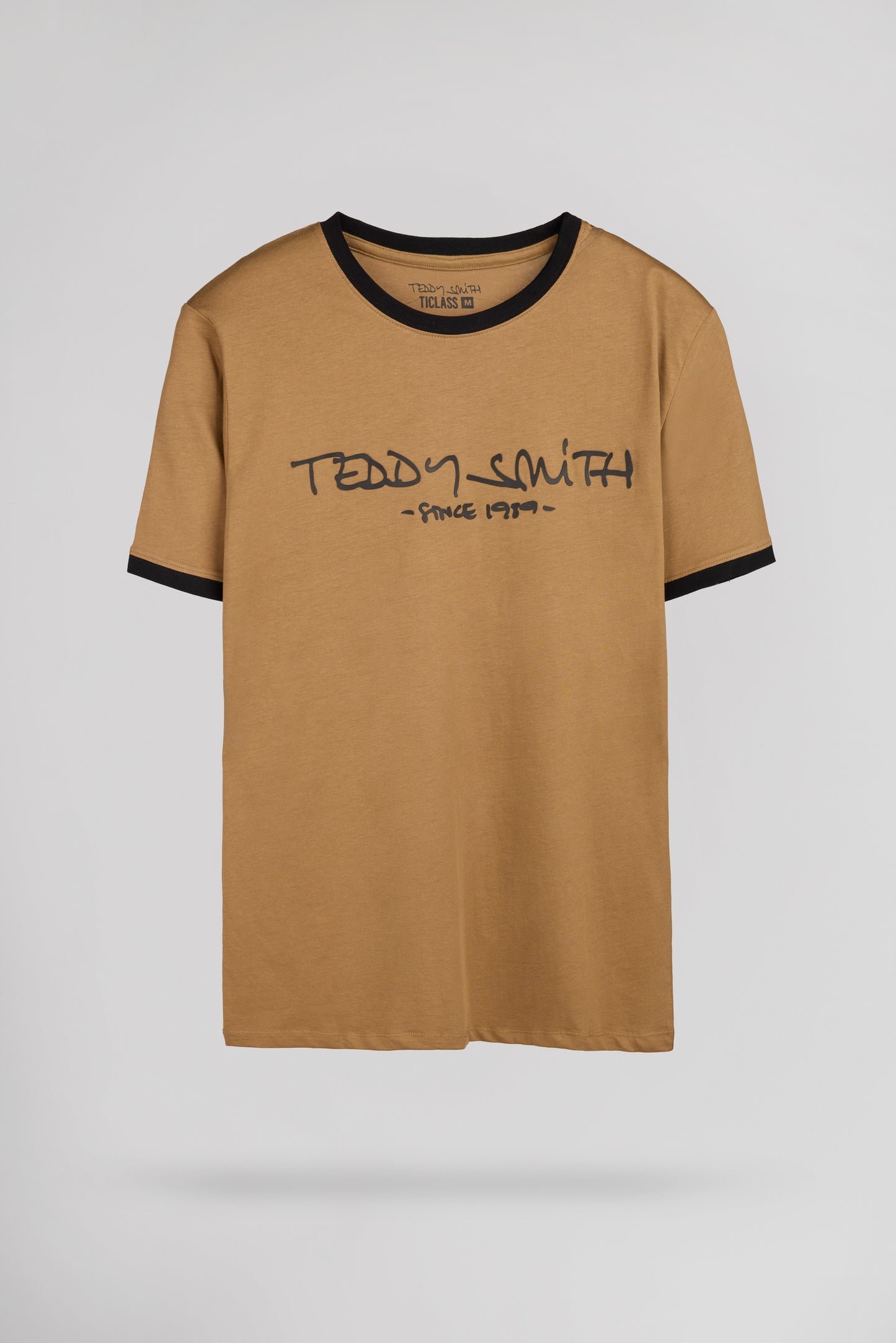 T-shirt en coton col rond TICLASS MC NOISETTE