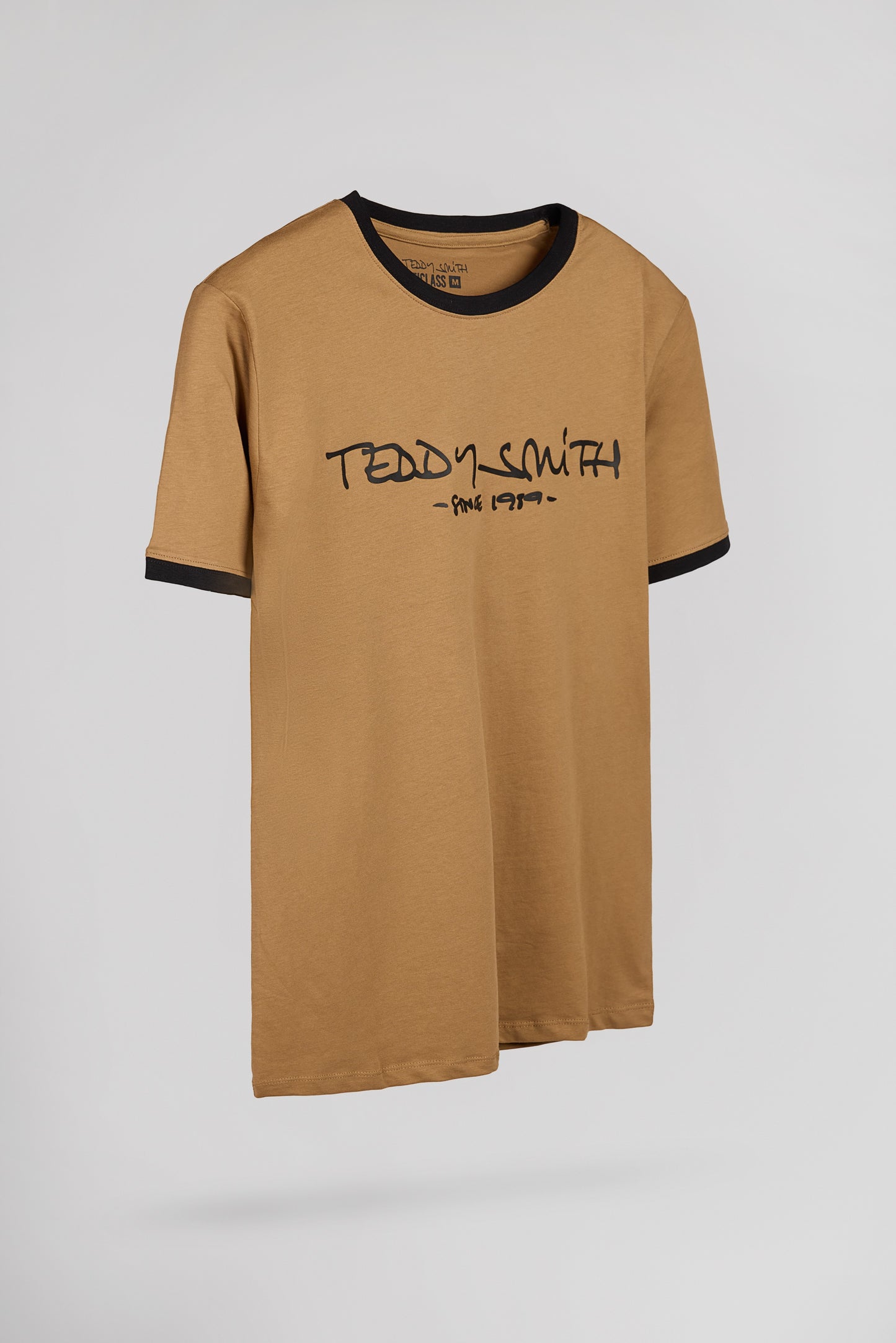 T-shirt en coton col rond TICLASS MC NOISETTE