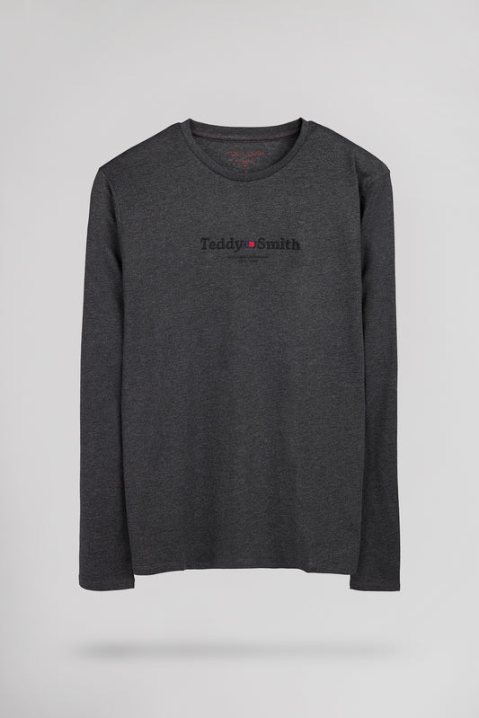 Achat T-shirt col rond T-JIM ML MELANGE BLACK