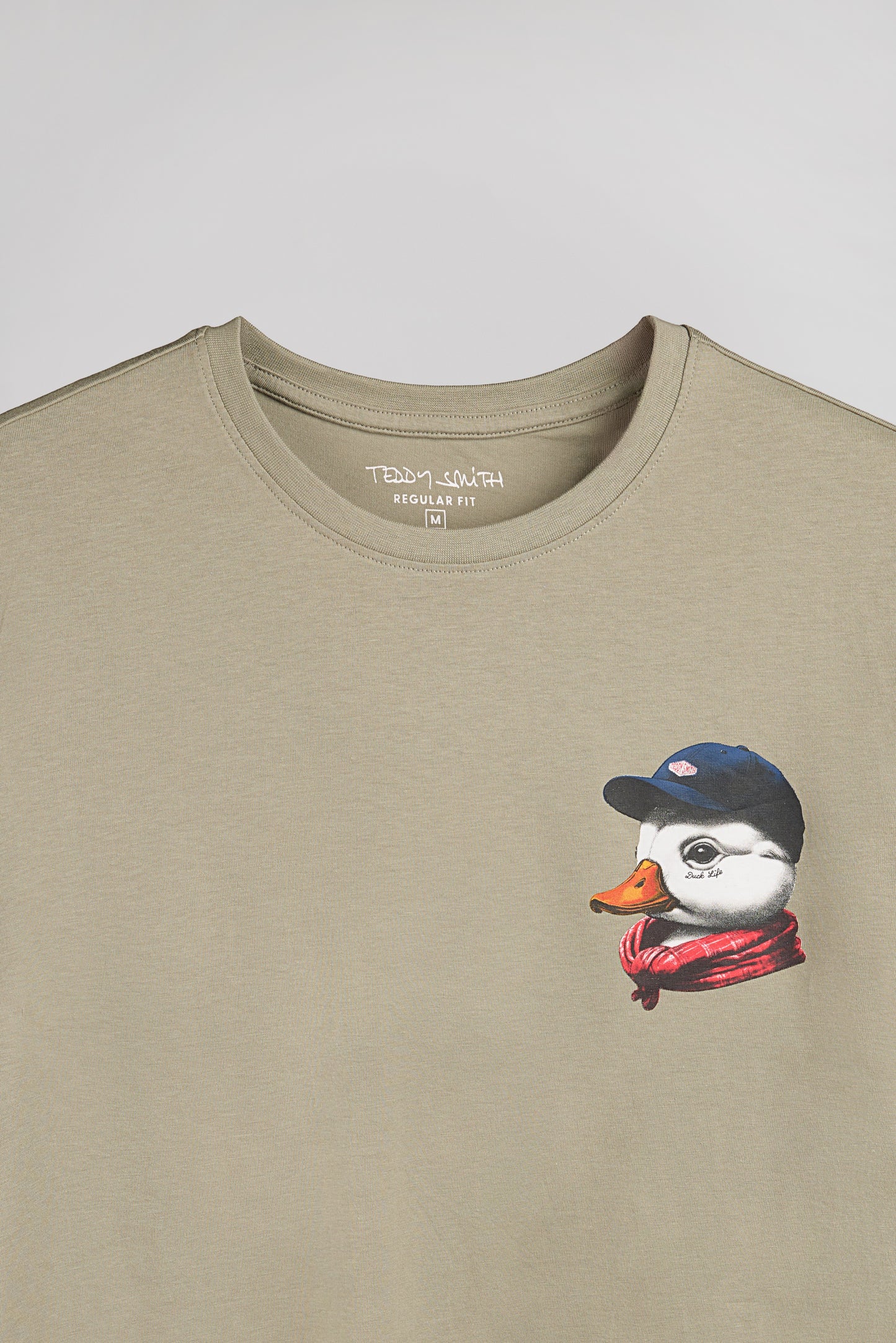 T-shirt col rond T-DUCK MC BLEACH KAKI