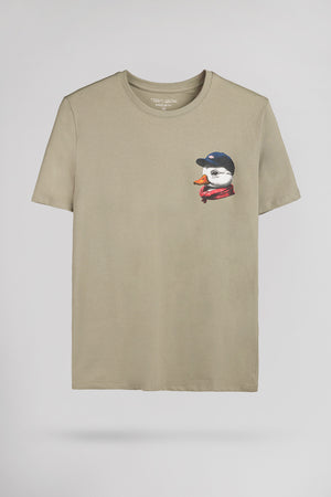 T-shirt col rond T-DUCK MC BLEACH KAKI