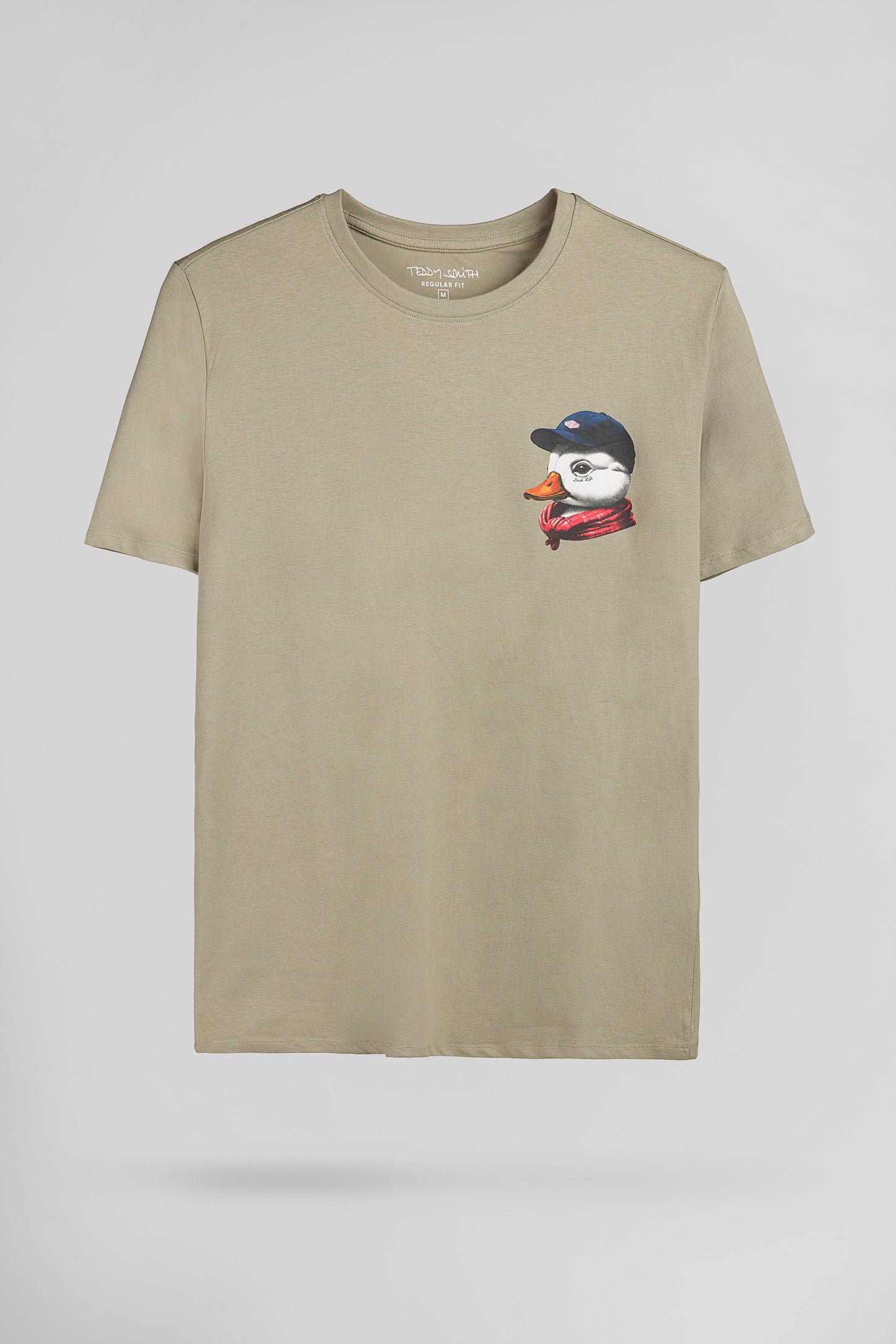 T-shirt col rond T-DUCK MC BLEACH KAKI