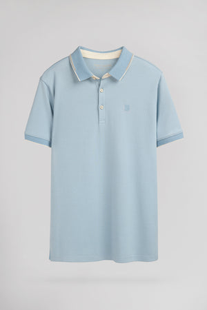 Polo piqué P-OXFORD MC BLEU GRIS
