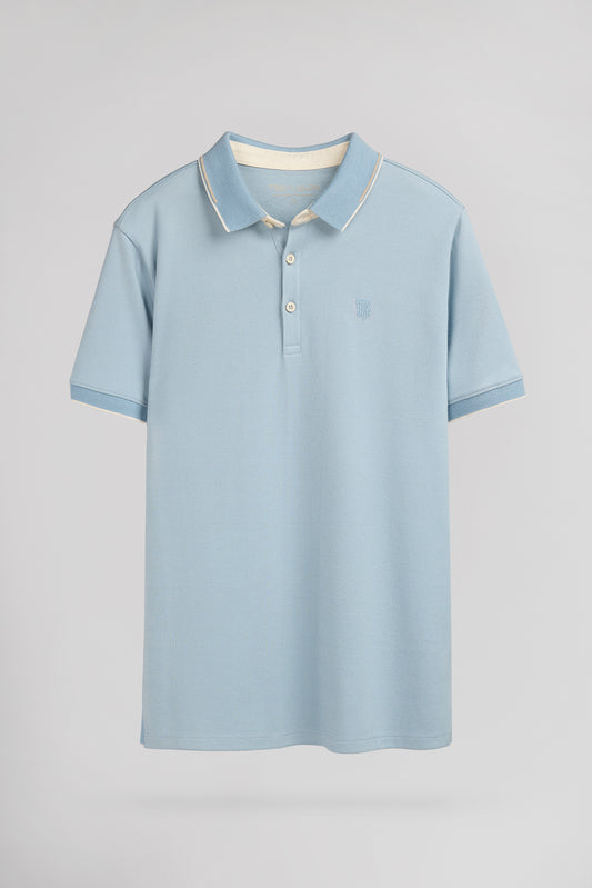 Achat Polo piqué P-OXFORD MC BLEU GRIS