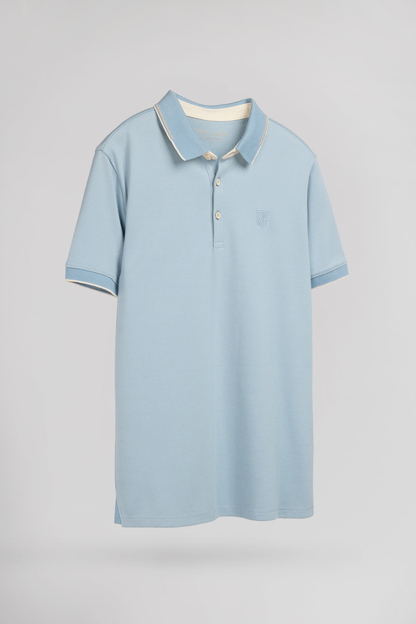 Polo piqué P-OXFORD MC BLEU GRIS