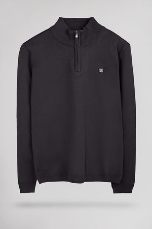 Pull col montant zippé P-MARTY 2 MELANGE BLACK