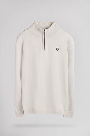 Pull col montant zippé P-MARTY 2 WHITE MELANGE