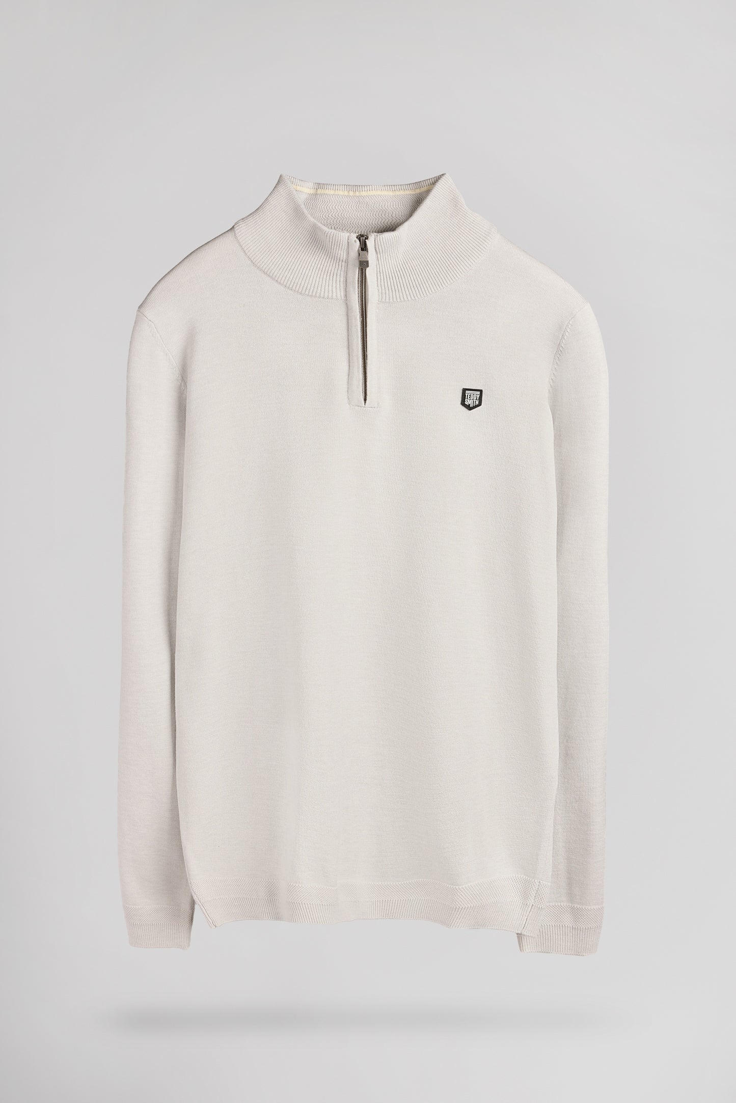 Pull col montant zippé P-MARTY 2 WHITE MELANGE