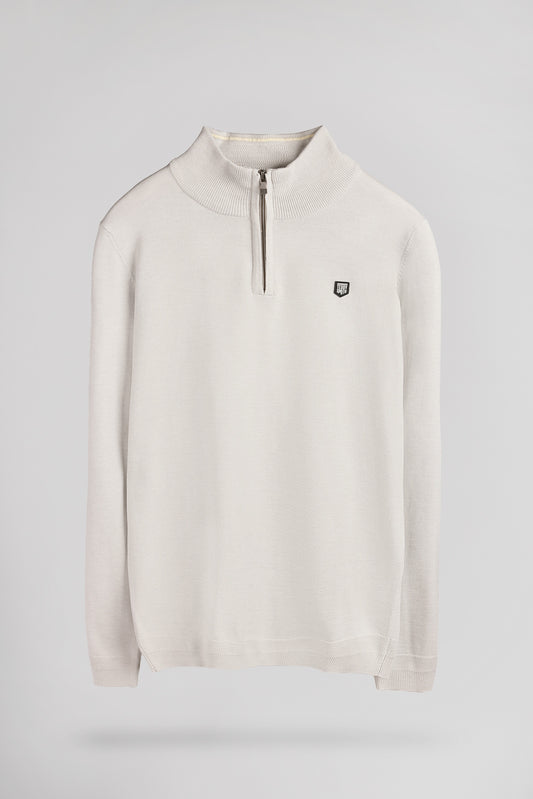 Achat Pull col montant zippé P-MARTY 2 WHITE MELANGE